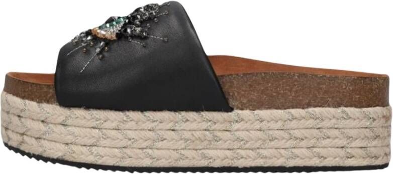 Kurt Geiger Zwarte Eye Flatform Slippers Black Dames