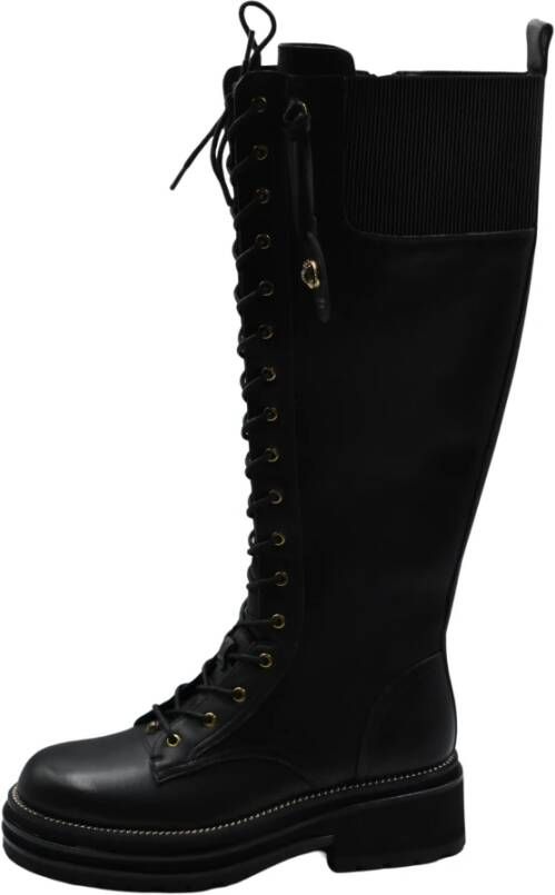 Kurt Geiger Zwarte Leren Chelsea Combatlaarzen Black Dames