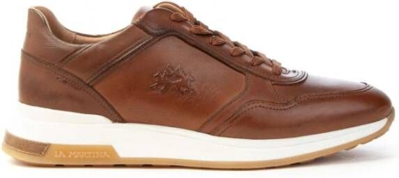 LA MARTINA Leren Sneakers met Suède Profiel Brown Heren