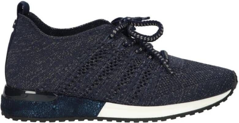 La strada Blauw Zilver Gebreide Sportieve Sneakers Blue Dames