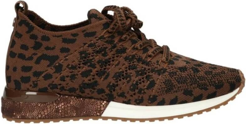 La strada Gebreide Luipaard Sportieve Sneakers Brown Dames