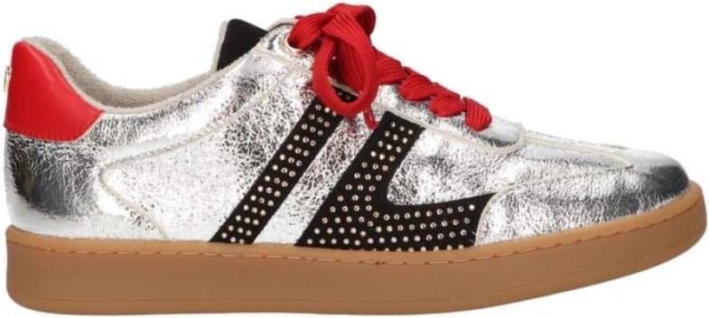 La strada Rode sneaker met metallic zilveren accenten Gray Dames