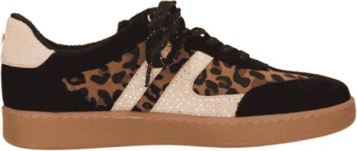 La strada Sneaker met Luipaardprint en Gouden Details Brown Dames