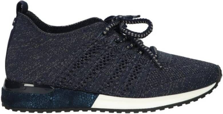 La strada Sportieve Blauwe Gebreide Sneakers Blue Dames