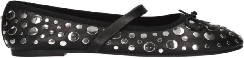 la strada Stijlvolle Zwarte Loafer met Zilveren Studs Black Dames