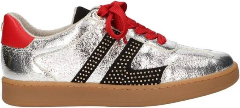 La strada Zilver Rode Sneaker met Memory Foam Gray Dames