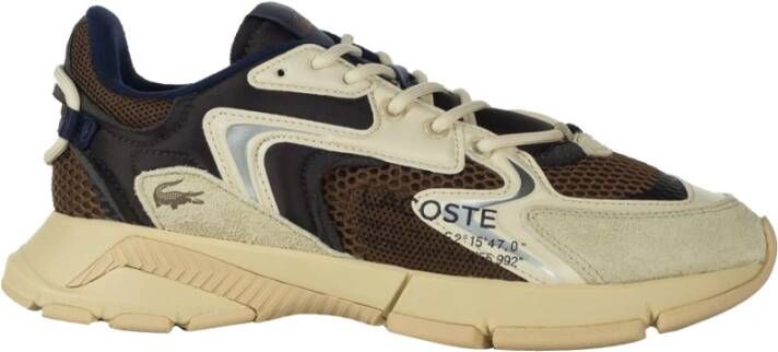 Lacoste Bruine Sneakers Sportief Ontwerp Mannen Brown Heren