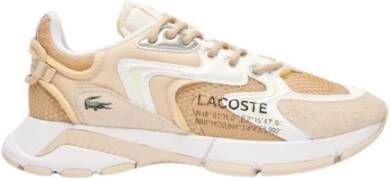 Lacoste Mesh Sneakers Beige Synthetisch Ronde Neus Beige Heren