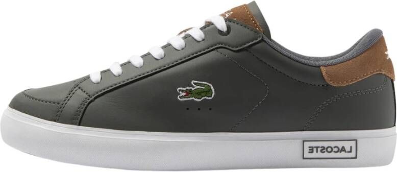 Lacoste Sportieve Powercourt Sneakers met Borduursel Gray Heren