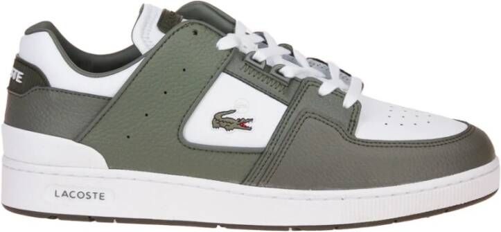 Lacoste Witte Leren Sneaker met Khaki Accenten White Heren