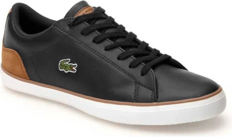 Lacoste Zwarte Sneakers met PU Leren Bovenwerk Black Heren