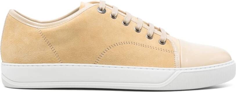 Lanvin Beige Suède Lage Sneakers Beige Heren