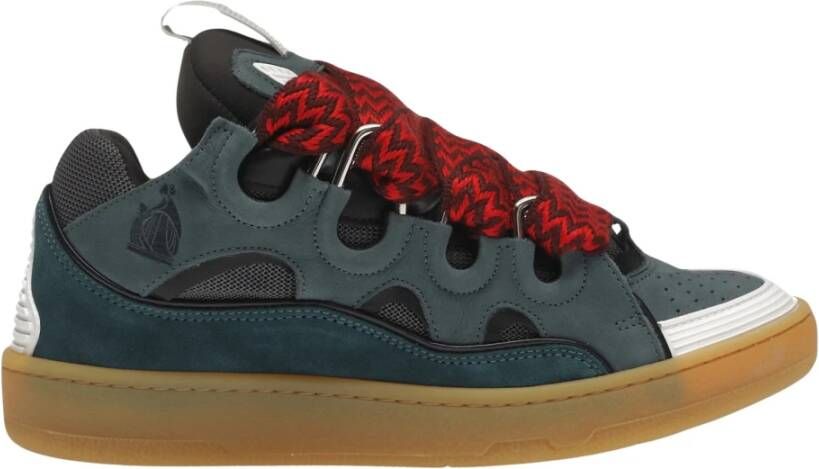 Lanvin Blauw Grijs Leren Sneakers Limited Edition Blue Heren