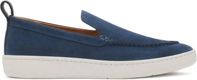 Lanvin Blauwe Platte Rubberen Zool Moc Stiksels Blue Heren