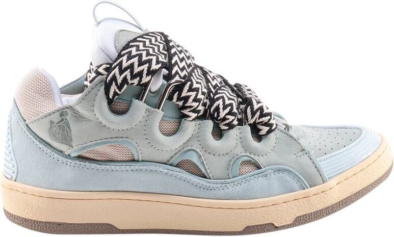 Lanvin Blauwe Sneakers Veters Rubberen Zool Blue Heren