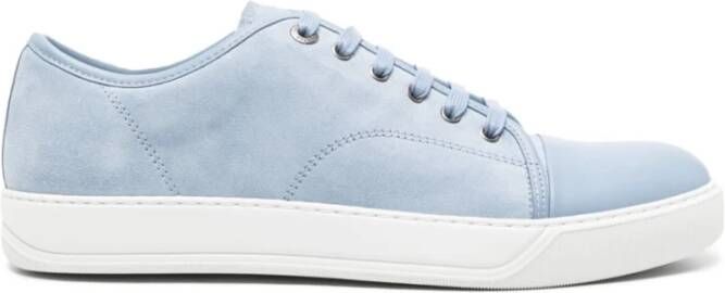 Lanvin Blauwe Bruine Neusgekapte Sneakers Blue Heren