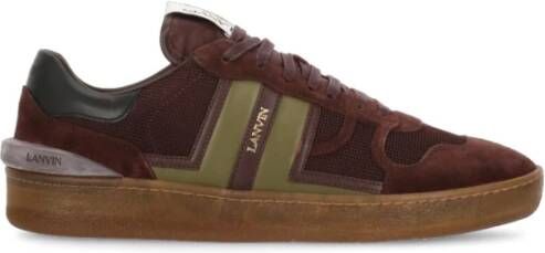 Lanvin Bordeaux Leren Sneakers met Suède Inzetstukken Red Heren