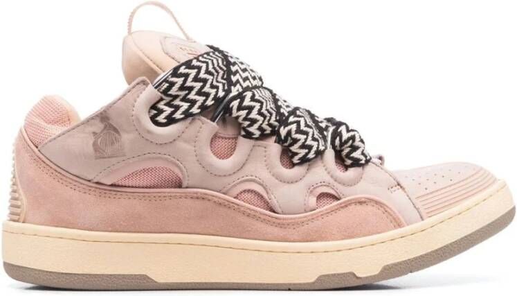 Lanvin Roze Leren Sneakers met Ademende Details Pink Dames