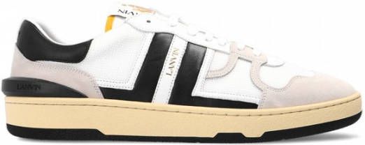 Lanvin Zwarte en witte leren lage sneakers Black Heren