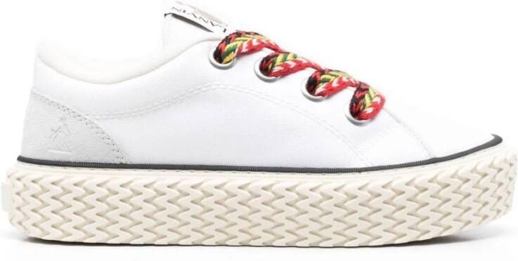 Lanvin Witte Sneakers met Curb Motief Veters White Dames