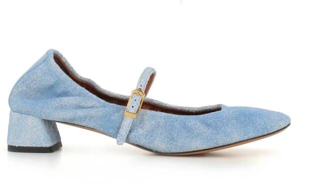 Lanvin Denim Ballerina Schoenen met Vierkante Hak Blue Dames