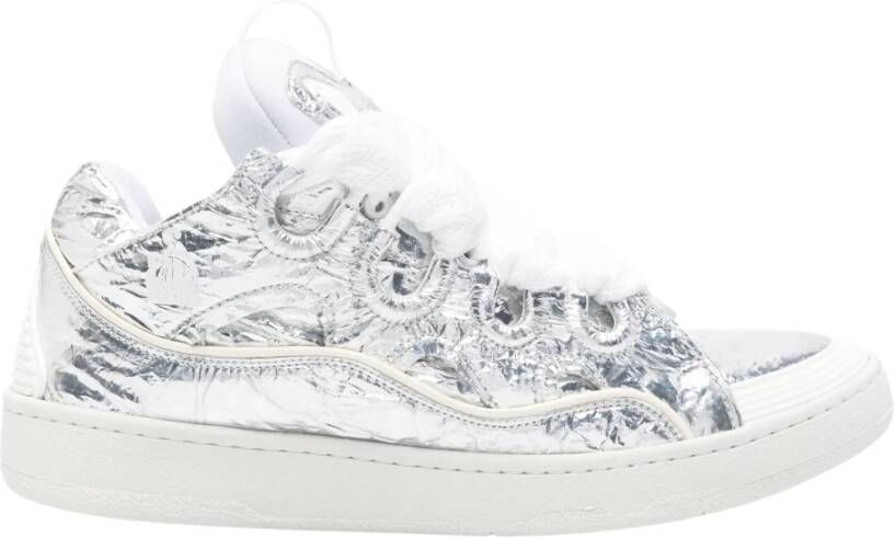 Lanvin Gekreukelde Metallic Sneakers Gray Heren