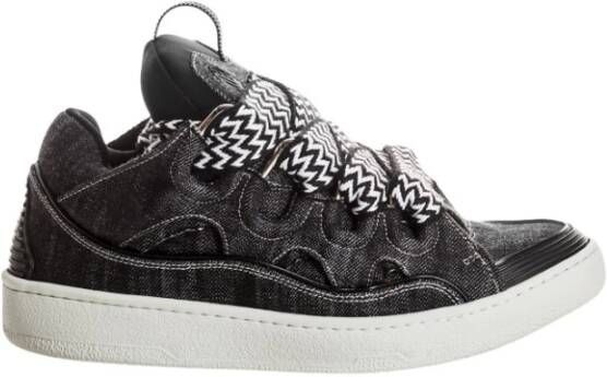 Lanvin Geweven Denim Sneakers met Rubberen Zool Black Heren