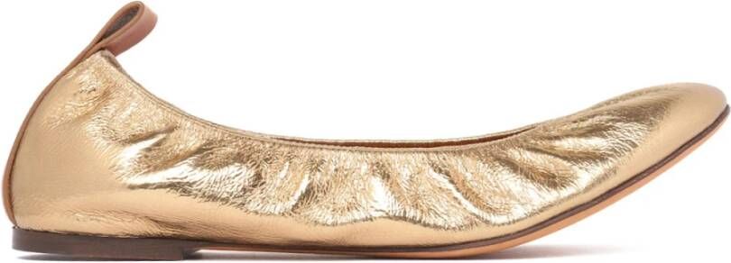 Lanvin Gouden Leren Ballerina Schoenen Beige Dames