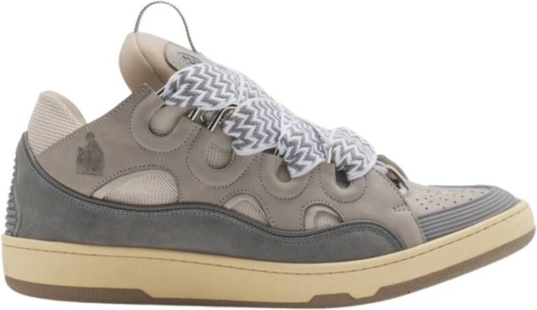 Lanvin Grijze Curb Leren Sneakers Multicolor Heren