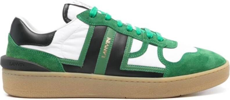 Lanvin Groene Sneakers met Leren Details Green Heren