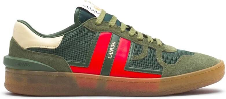 Lanvin Groene Suède Leren Sneakers Strepen Logo Green Heren