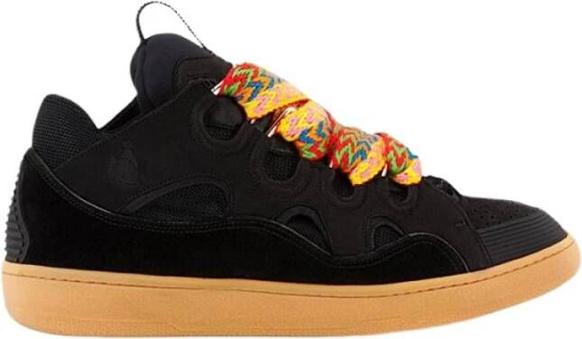 Lanvin Italiaanse Leren Sneakers met Gesp Detail Black Heren