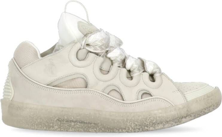 Lanvin Ivoor Leren Sneakers met Tech Inzetstukken Beige Heren