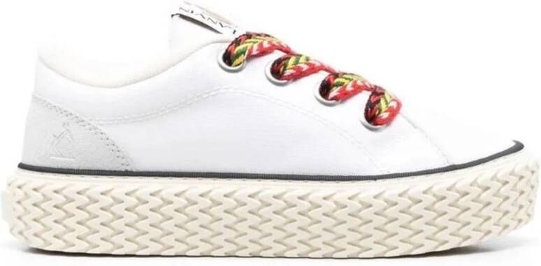 Lanvin Witte Sneakers met Curb Motief Veters White Dames