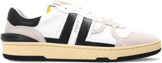 Lanvin Zwarte en witte leren lage sneakers Black Heren