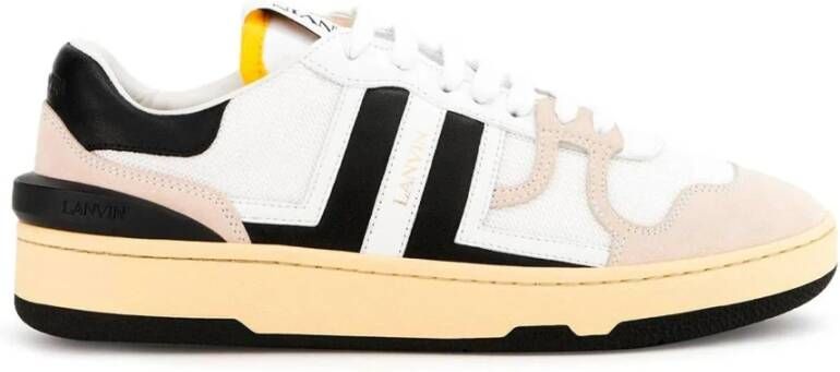 Lanvin Witte Leren Sneakers met Mesh Details White Heren