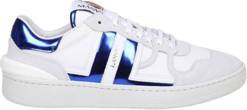 Lanvin Lage sneakers van mesh en suède in wit en blauw Wit Heren