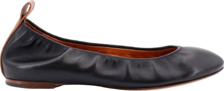 Lanvin Leren ballerina met logo detail Black Dames