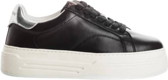 Lanvin Leren Sneakers met Katoenen Veters Black Heren