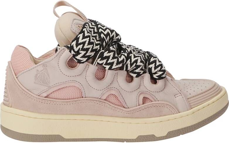 Lanvin Leren Sneakers met Maxi Tong Sluiting Pink Dames