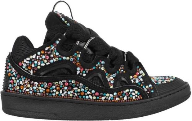 Lanvin Leren sneakers met steenversiering Black Heren