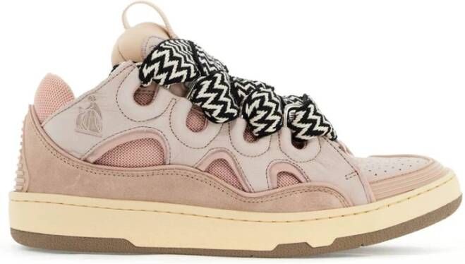 Lanvin Mesh Leren Sneakers met Rubber Inzetstukken Pink Dames