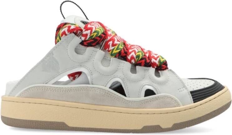 Lanvin Witte Leren Sneakers met Suède Detail White