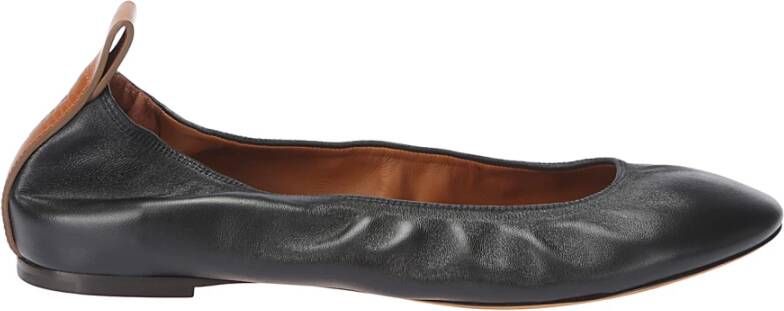 Lanvin Ronde Neus Ballerina Flats met Logo Black Dames