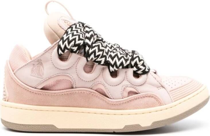 Lanvin Roze Suède Sneakers met Geperforeerde Details Pink Dames