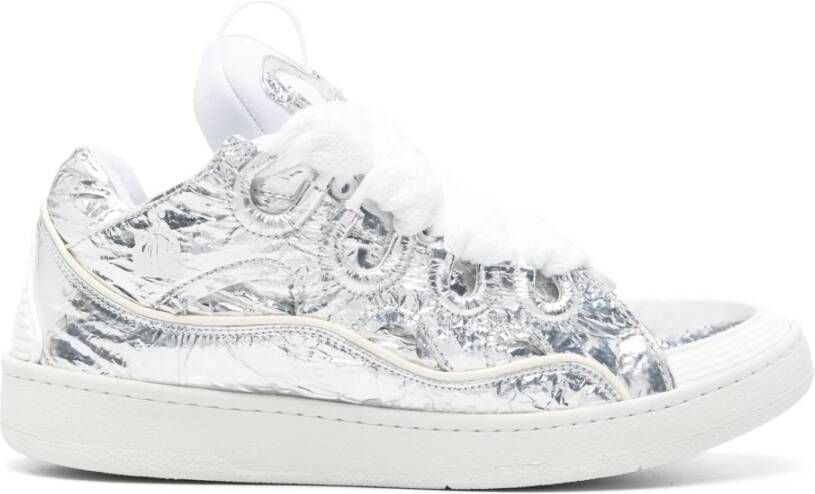 Lanvin Gekreukelde Metallic Sneakers Gray Heren