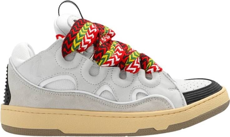 Lanvin Witte Leren Sneakers Multicolor Veters Multicolor Dames