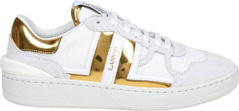 Lanvin Witte Leren en Stoffen Sneakers White Dames