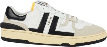 Lanvin Witte Leren Sneakers met Mesh Details White Heren