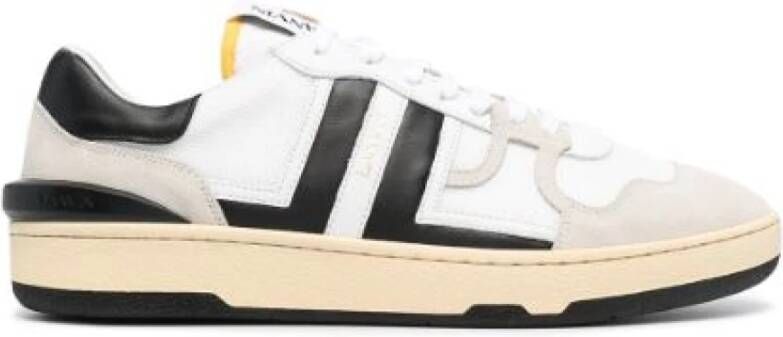 Lanvin Zwarte en witte leren lage sneakers Black Heren